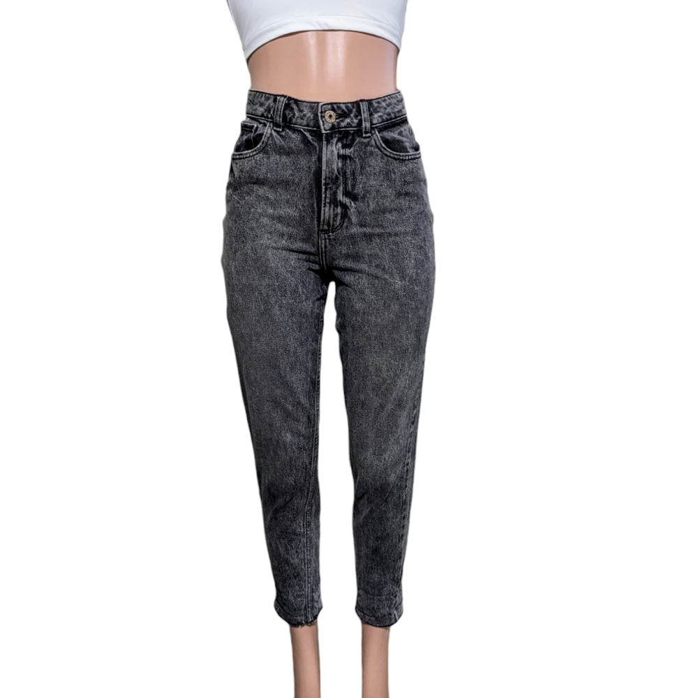 ZARA GREY ACID WASH HIGH WAISTED MOM JEANS SIZE 4